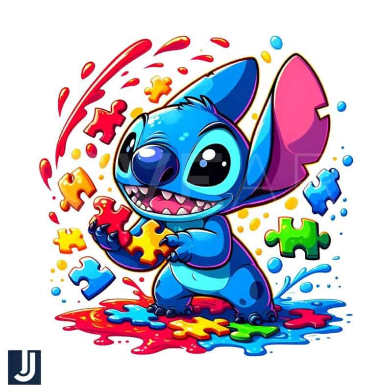 Cute Stitch Disney Autism Awareness Puzzle Png