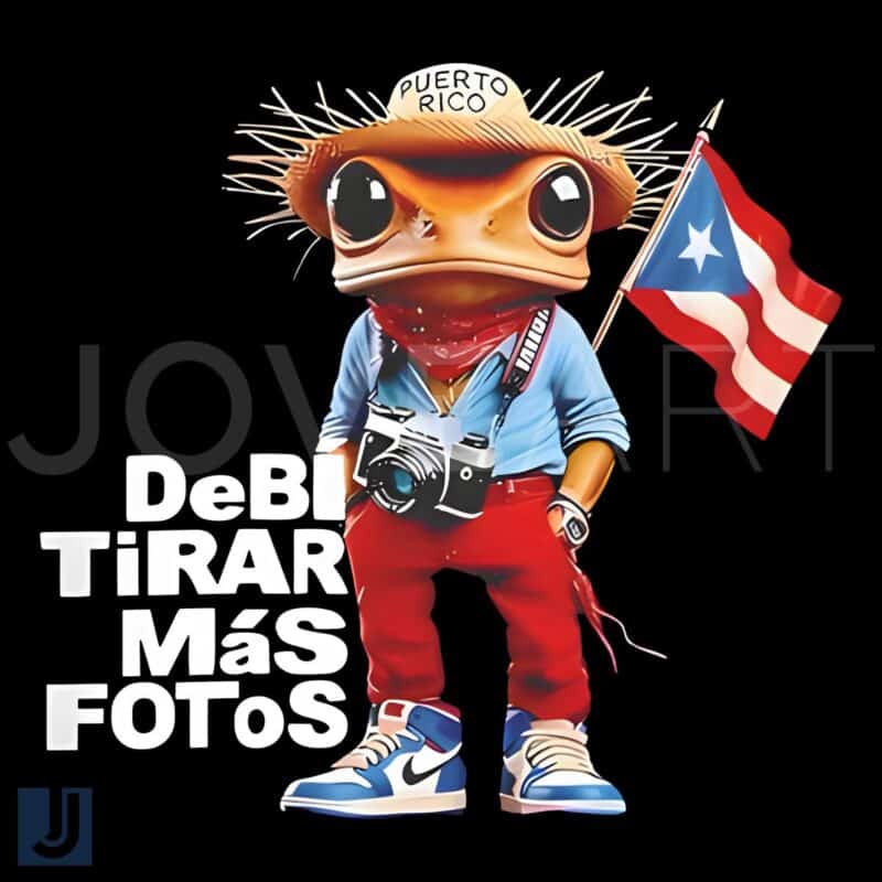 Debi Tirar Más Fotos Bad Bunny Frog with Puerto Rico Flag PNG