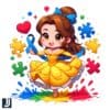 Disney Belle Princess Autism Awareness Puzzle Png