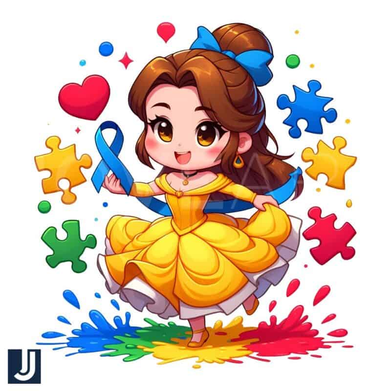 Disney Belle Princess Autism Awareness Puzzle Png