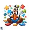 Disney Goofy Autism Awareness Puzzle PNG