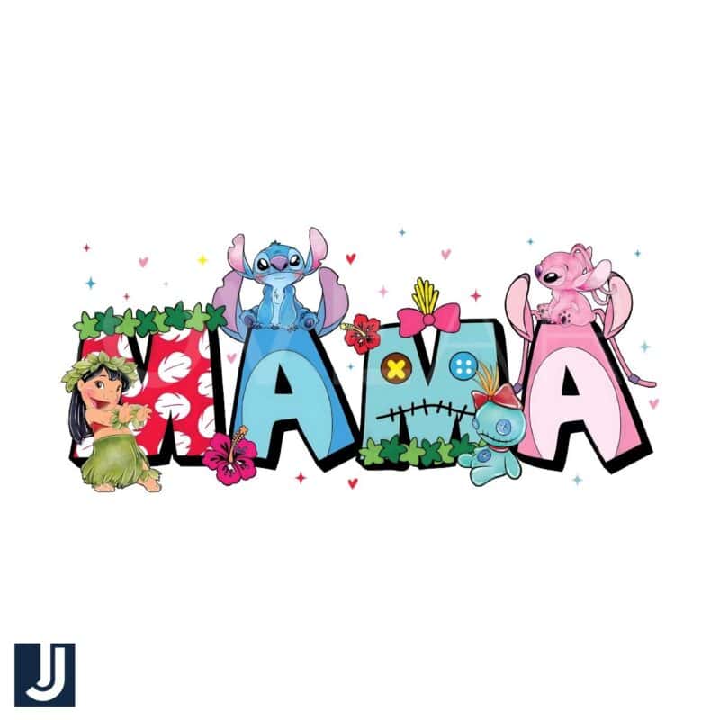 Disney Mama Stitch Friends Flowers PNG