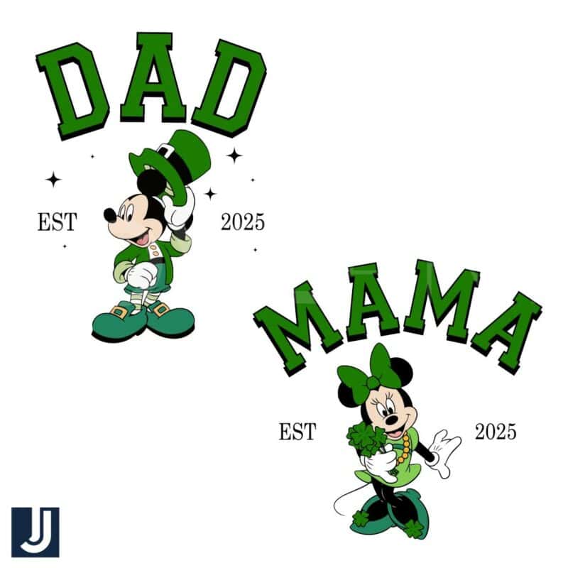 Disney Mickey Minnie DAD MAMA Est 2025 PNG