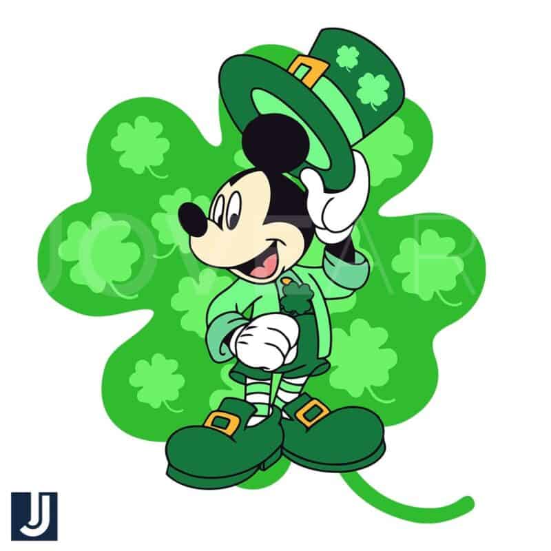 Disney Mickey Mouse Green FourLeaf Clover SVG Design