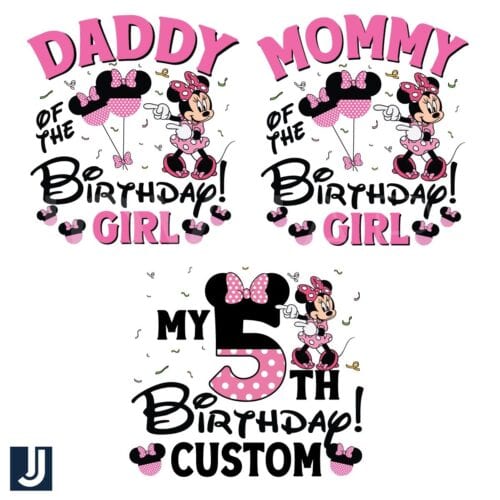 Disney Minnie Birthday Girl Family Bundle PNG