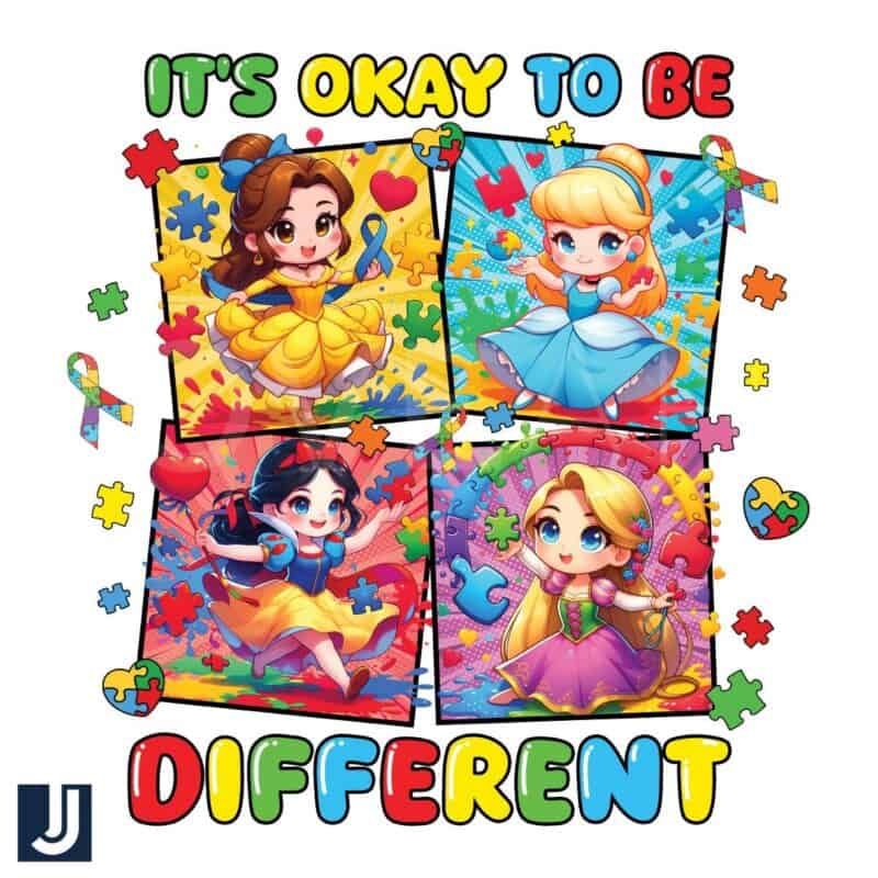 Disney Princess Autism It's Okay To Be different PNG