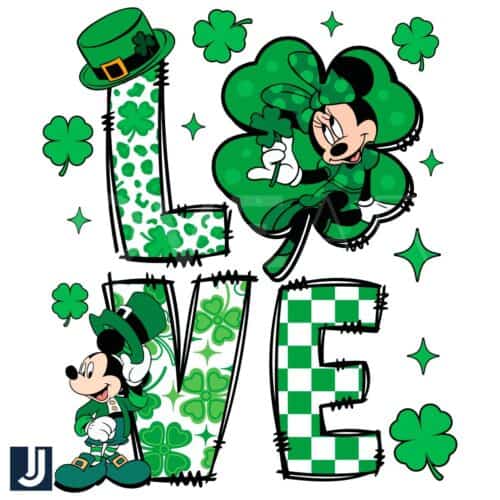 Disney St Patricks Day Checkered Love PNG