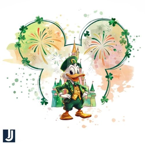 Donald Duck at Disney Castle St Patricks Day PNG