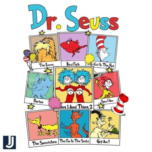 Dr Seuss Character Collage PNG Iconic Whimsical Art