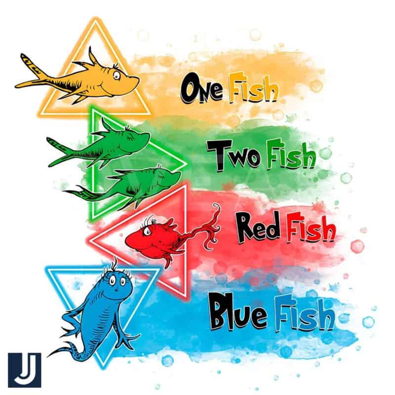 Dr Seuss Day PNG One Fish Two Fish Red Blue Fish