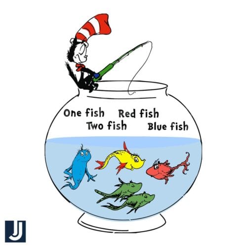 Dr Seuss One Fish Two Fish Blue Fish SVG Cut File