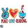 Dr Seuss Peace Love Reading The Cat in the Hat PNG