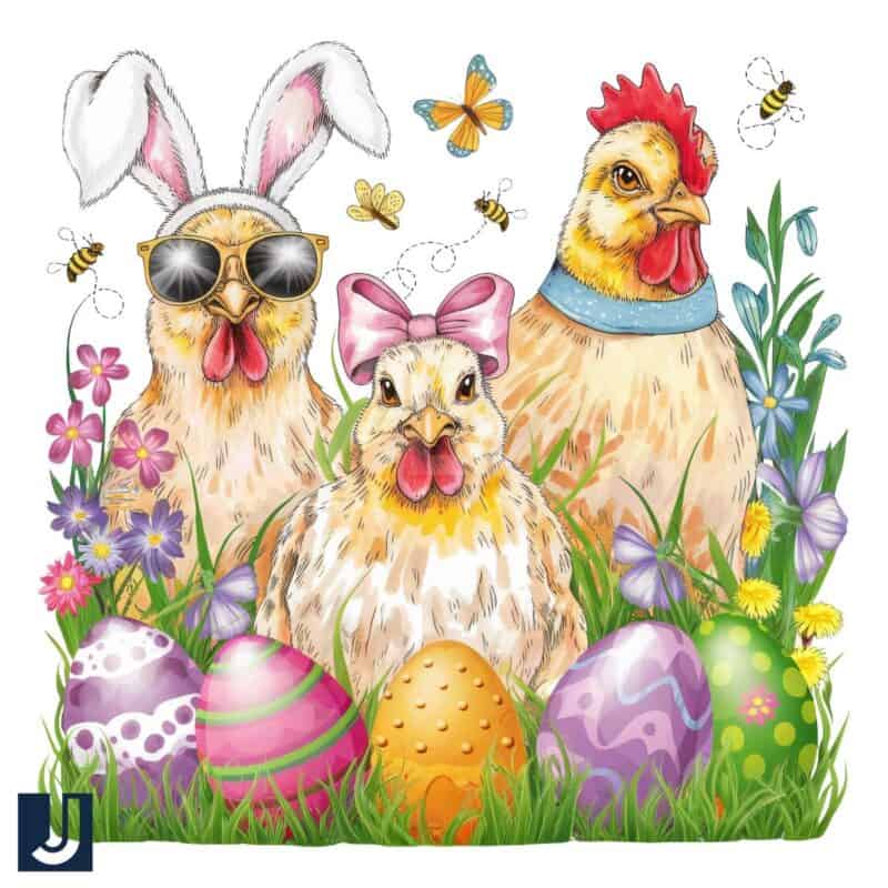 Easter Bunny Eggs Chicks PNG