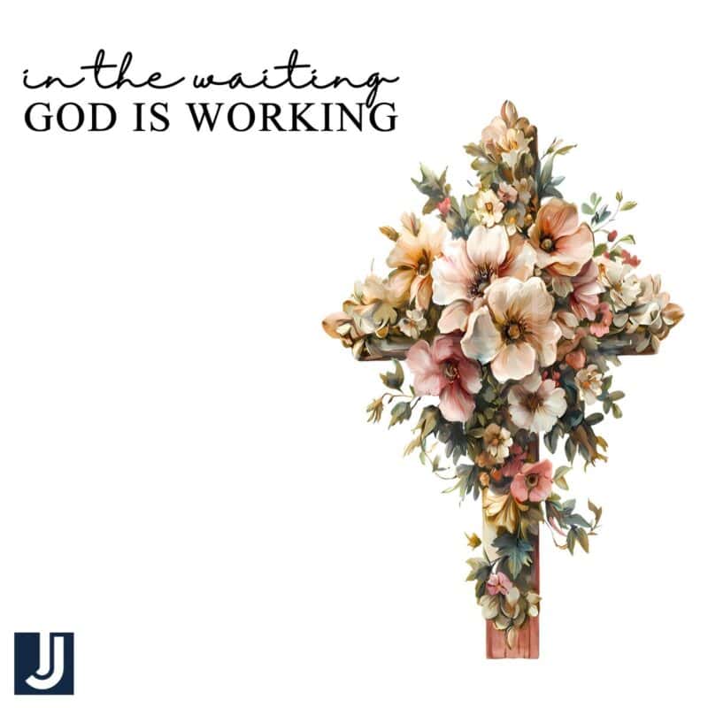 Floral Cross PNG In the Waiting God Is Still Working