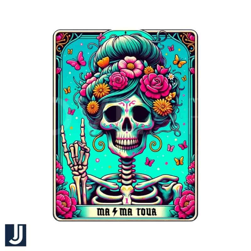 Floral Skeleton Tarot Card PNG for Mamas Mystic Journey