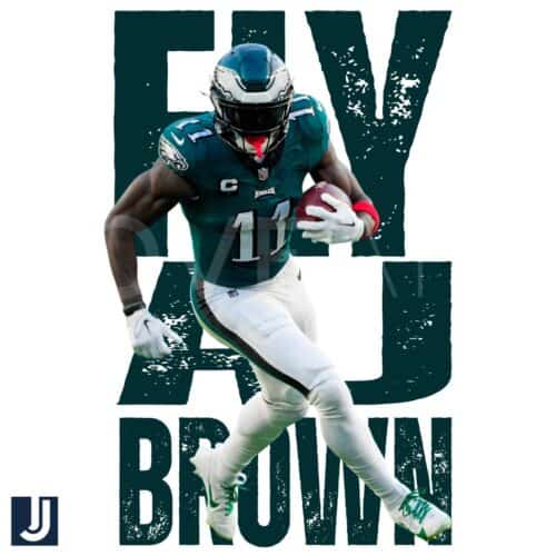 Fly High AJ Brown Philadelphia Eagles Super Bowl LIX PNG