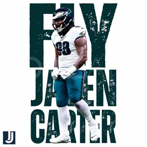 Fly High Jalen Carter Eagles Super Bowl LIX PNG Design