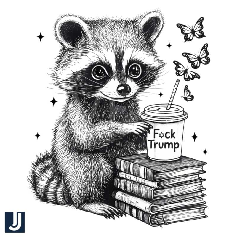 Fock Trump Raccoon Coffee AntiTrump PNG Design