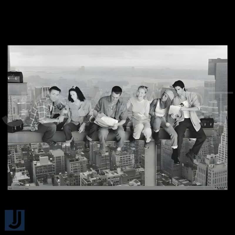 Friends Posing on a Skyscraper PNG Lunch Scene