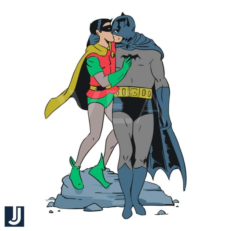 Funny Batman Robin Kissing Meme SVG Gay Pride Design