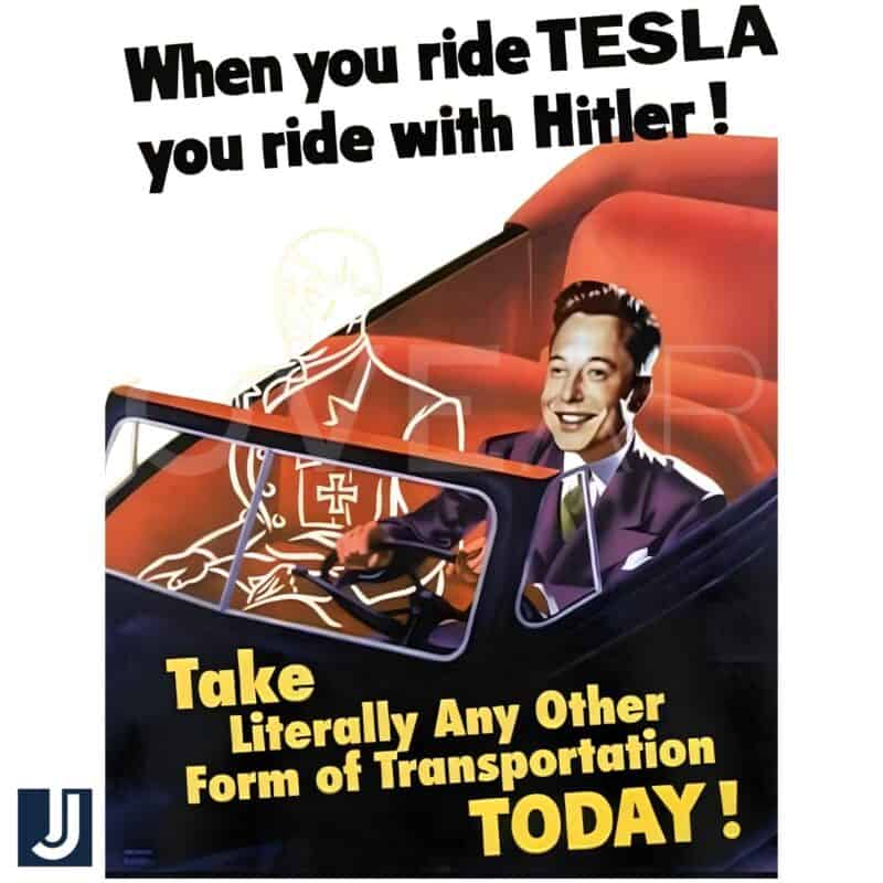 Funny Elon Musk PNG Riding Tesla Riding With Hitler