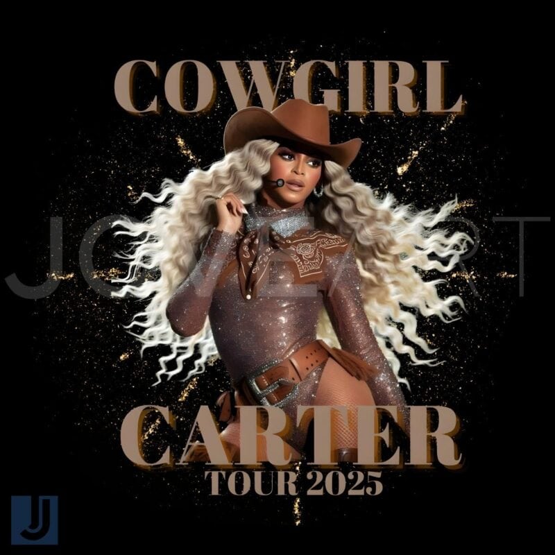 Glitter Cowgirl Cowboy Carter Tour 2025 Beyoncé PNG Design