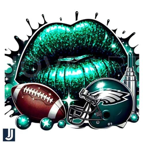 Glitter Eagles Football Lips Helmet PNG Philly Pride