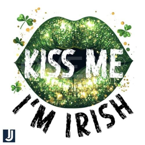 Glitter Lips Kiss Me Im Irish PNG Design