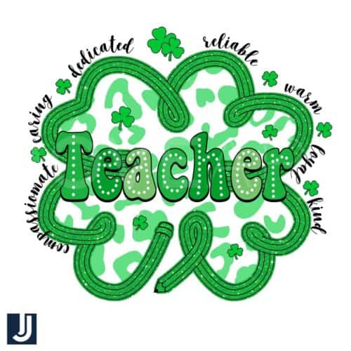 Glitter Lucky Teacher PNG for St Patricks Day Fun