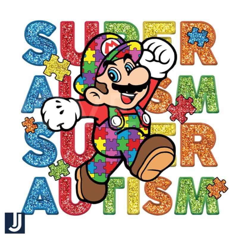 Glitter Super Mario Autism Cartoon Puzzle PNG