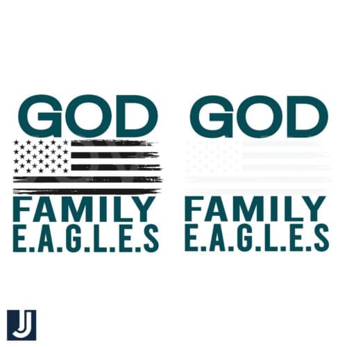 God Family Eagles American Flag PNG Design