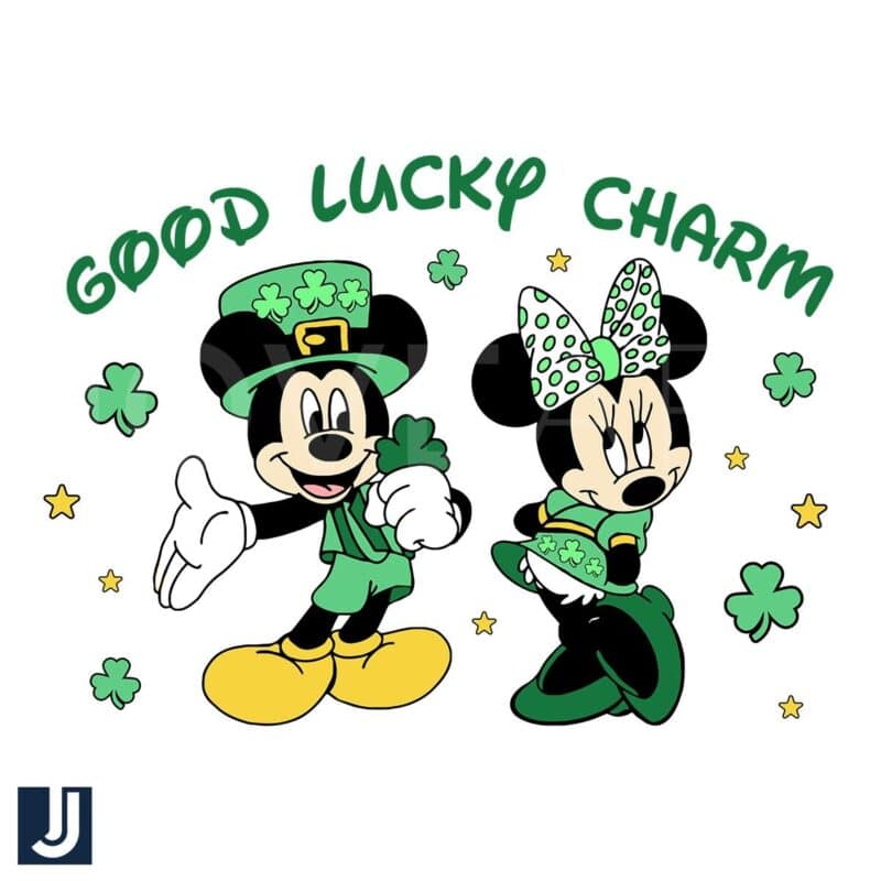 Good Luck Charm SVG with Leprechaun Mickey Minnie