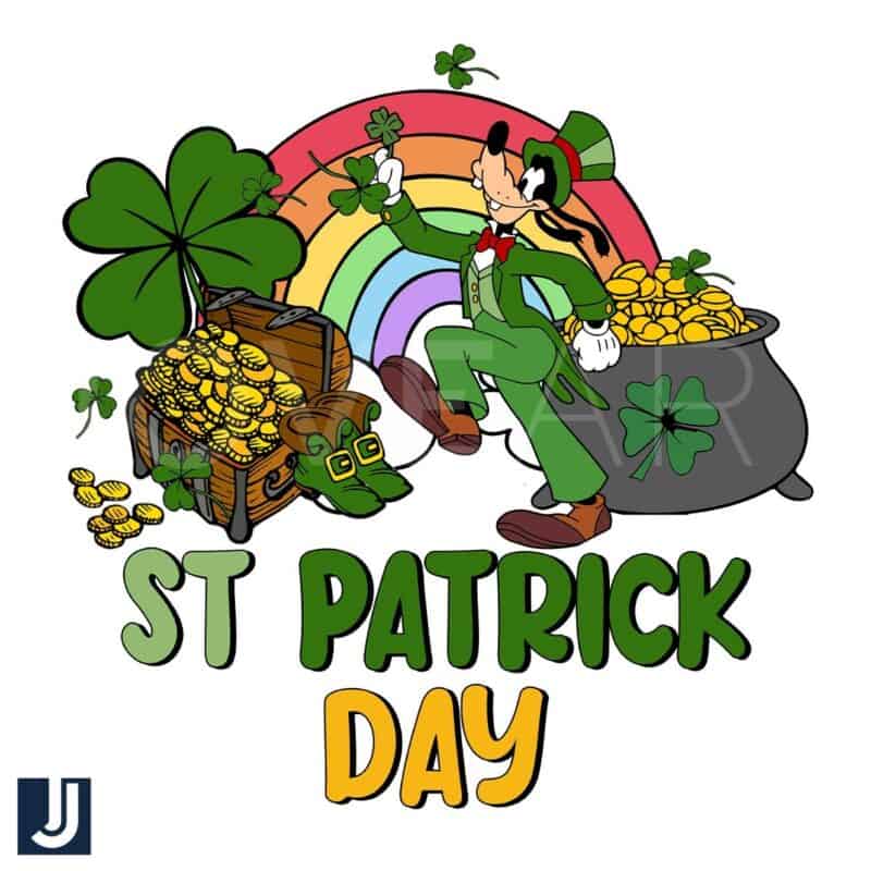 Goofy Leprechaun Dog with Gold Pot St Patricks PNG