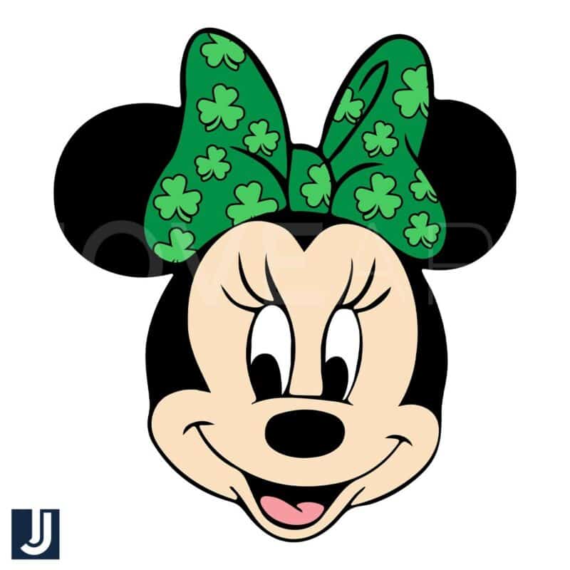 Green Clover Bow Minnie Mouse Head SVG File