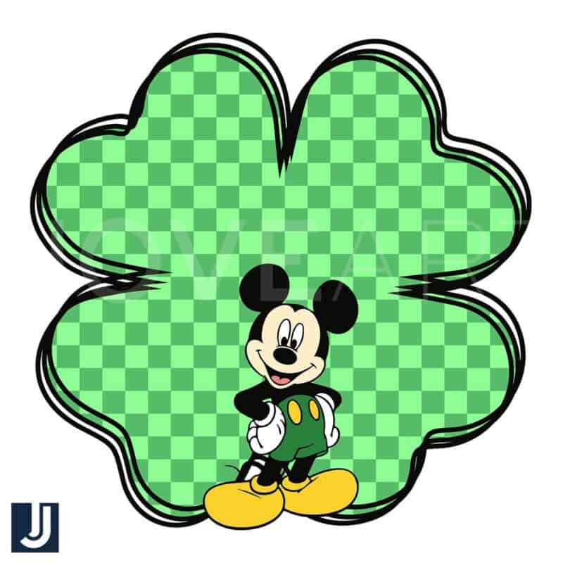 Green Plaid Mickey Mouse FourLeaf Clover SVG Cut File