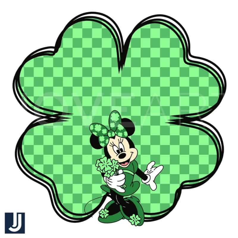 Green Plaid Minnie Mouse FourLeaf Clover SVG