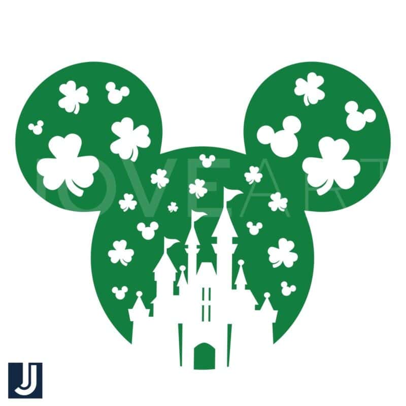 Green Shamrock Kingdom Mickey Head SVG Design