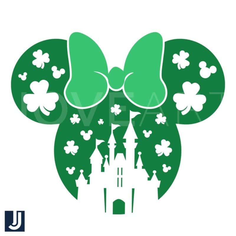 Green Shamrock Kingdom Minnie Mouse Head SVG Design