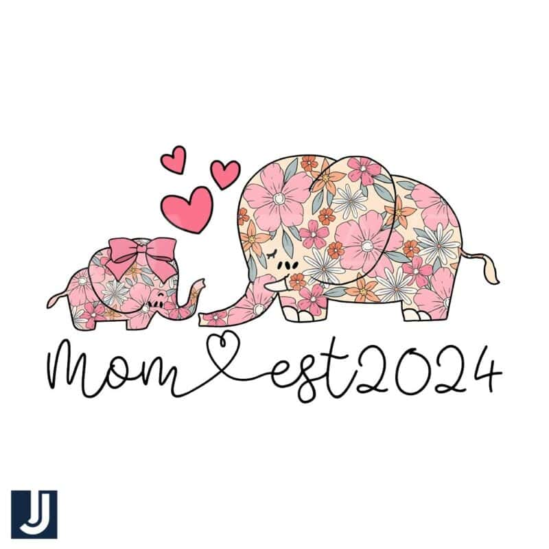 Groovy Mom 2024 Floral Elephant PNG Design