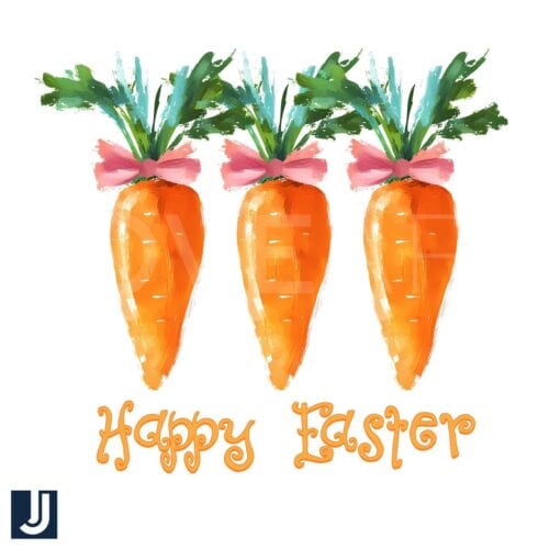 Happy Easter Carrot Coquette Bow PNG Design