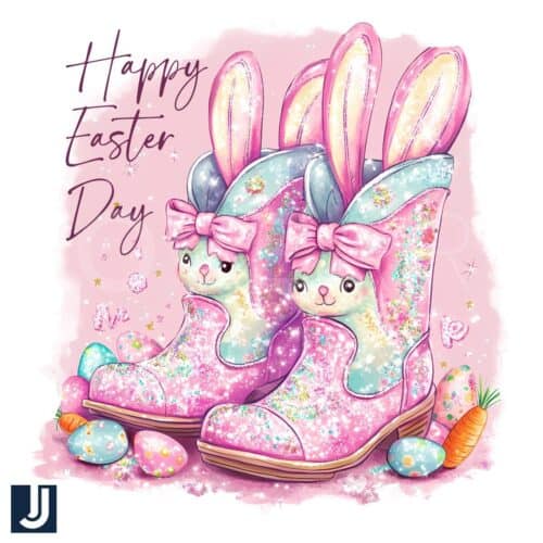 Happy Easter Cowgirl Coquette Boots PNG