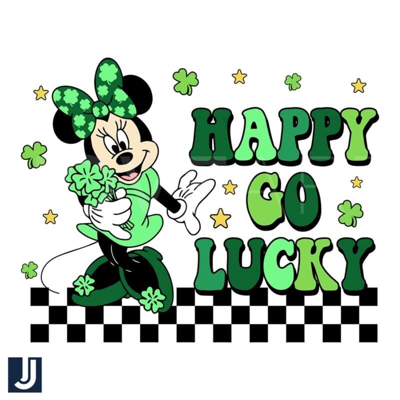 Happy Go Lucky Minnie Clover Checkered SVG Design