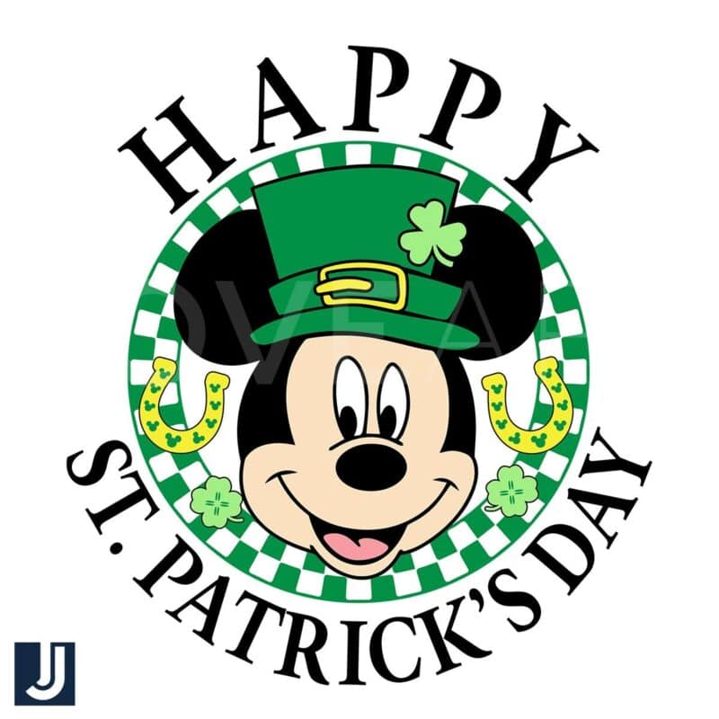 Happy St Patricks Day Mickey Checkered SVG Irish Green Fun