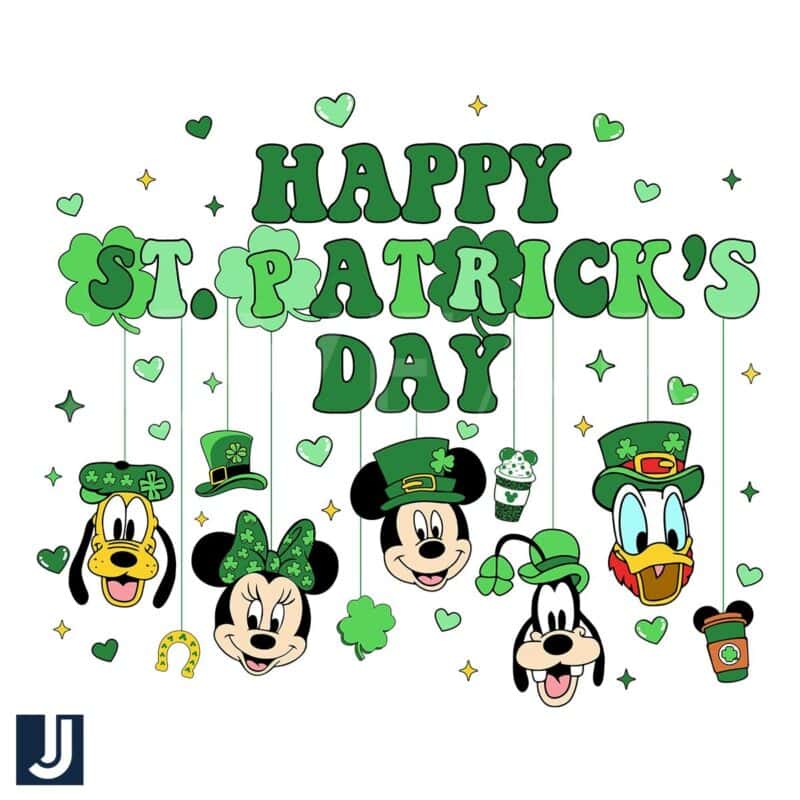 Happy St Patricks Day Mickey Friends Green Coffee SVG