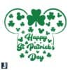 Happy St Patricks Day Mickey Head with Green Clover SVG