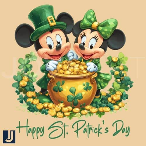 Happy St Patricks Day Mickey Minnie PNG Design