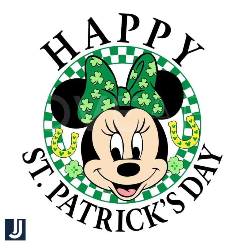 Happy St Patricks Day Minnie Checkered Green SVG