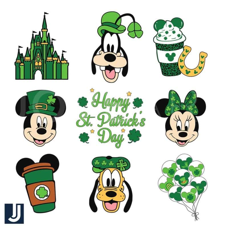 Happy St Patricks Day SVG with Mickey Friends Kingdom