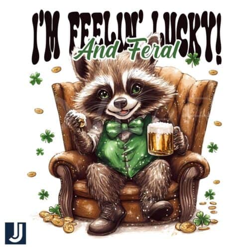 Im Feelin Lucky Raccoon Beer St Patricks Day PNG