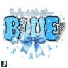 In April We Wear Blue Coquette Bow PNG Design